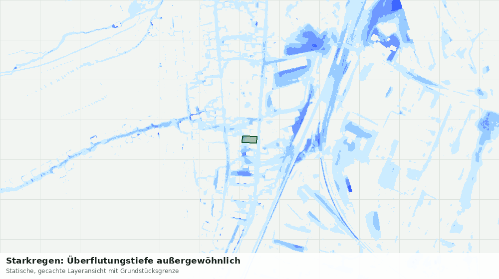 Statische Kartenansicht: Starkregen: Überflutungstiefe außergewöhnlich