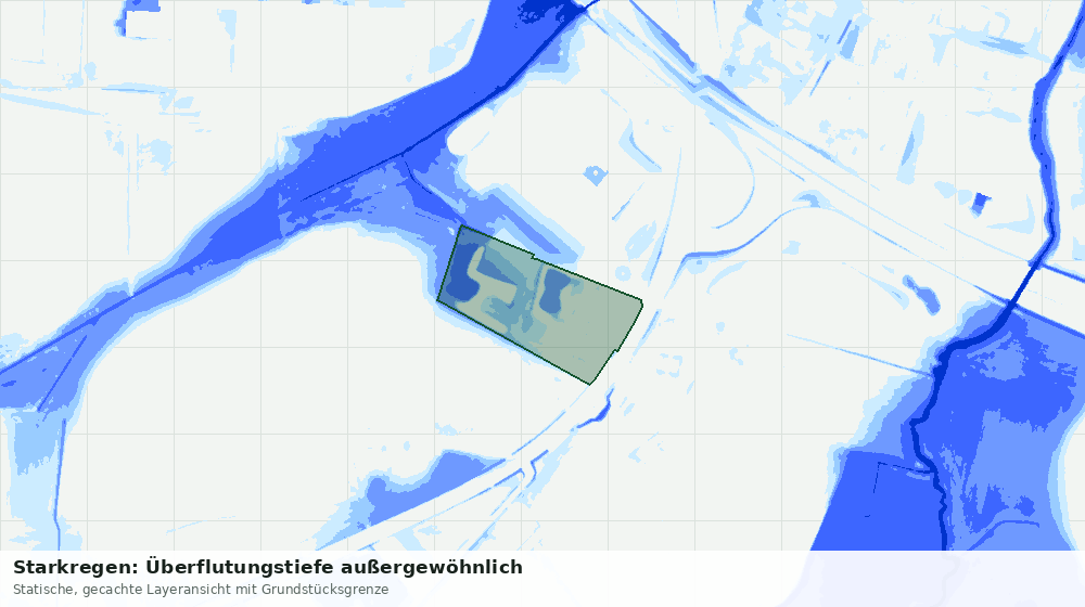 Statische Kartenansicht: Starkregen: Überflutungstiefe außergewöhnlich