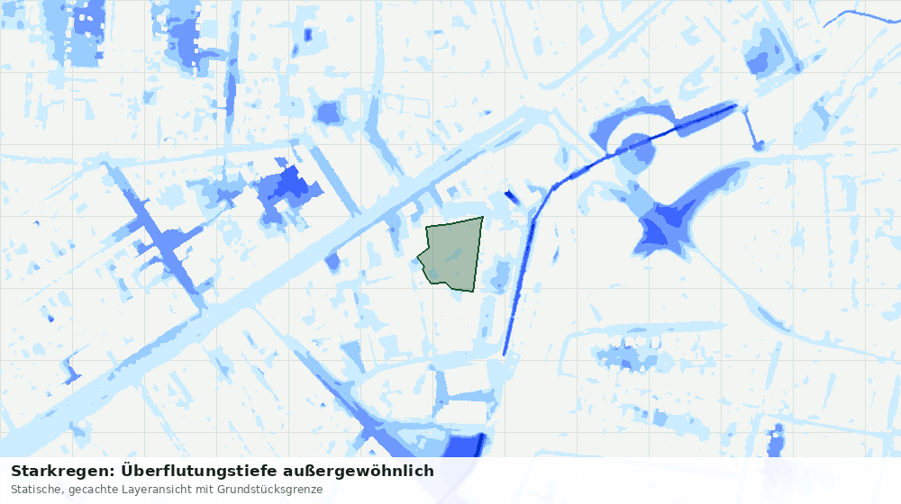 Statische Kartenansicht: Starkregen: Überflutungstiefe außergewöhnlich