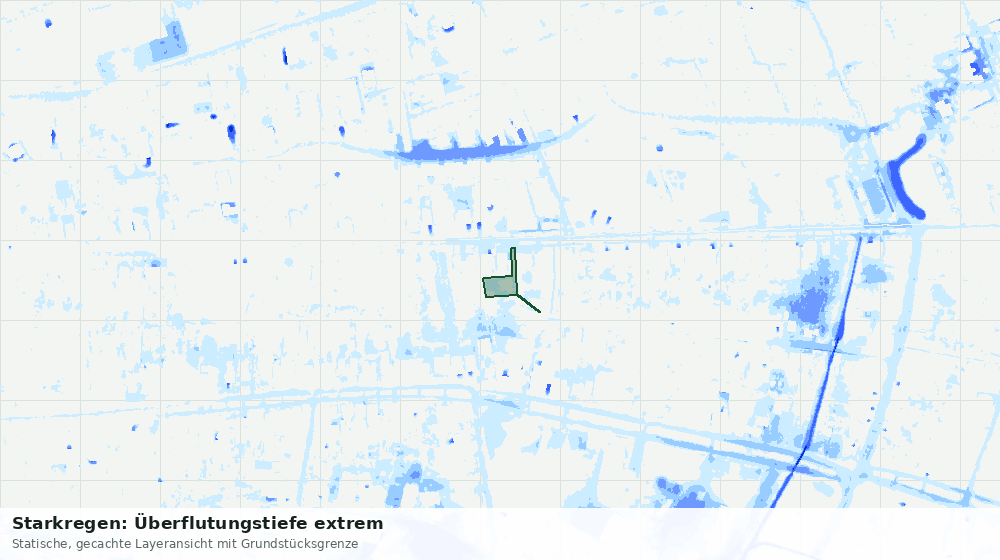 Statische Kartenansicht: Starkregen: Überflutungstiefe extrem
