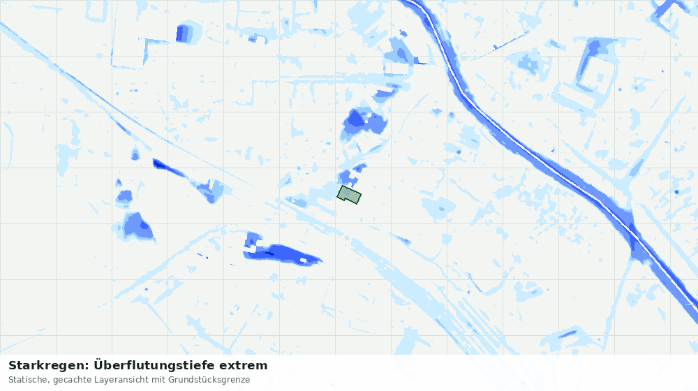Statische Kartenansicht: Starkregen: Überflutungstiefe extrem