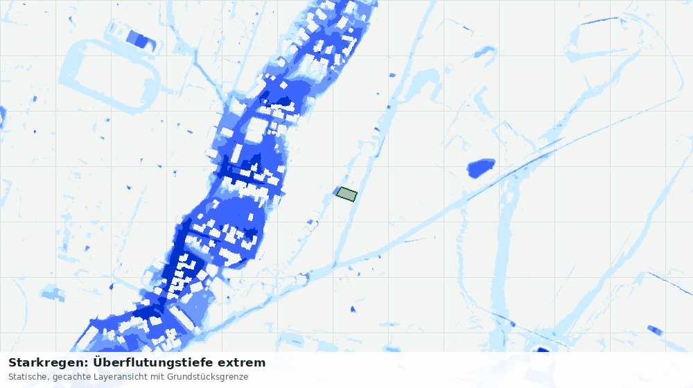 Statische Kartenansicht: Starkregen: Überflutungstiefe extrem