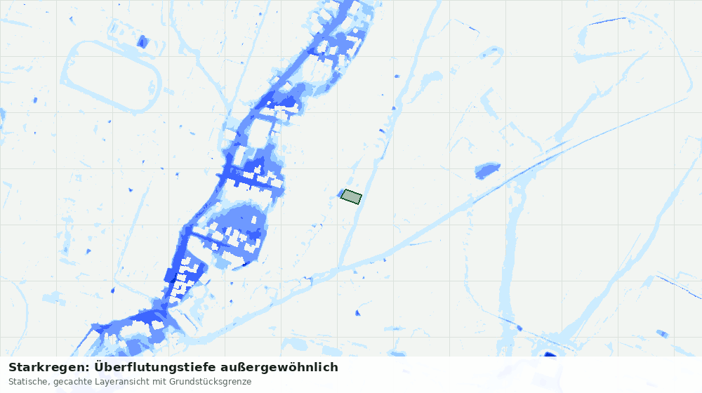 Statische Kartenansicht: Starkregen: Überflutungstiefe außergewöhnlich