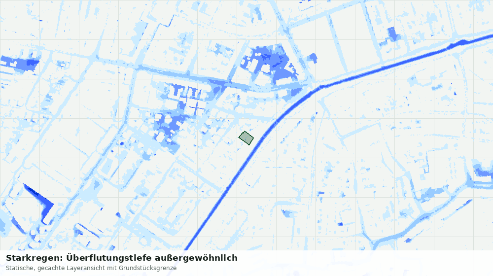 Statische Kartenansicht: Starkregen: Überflutungstiefe außergewöhnlich