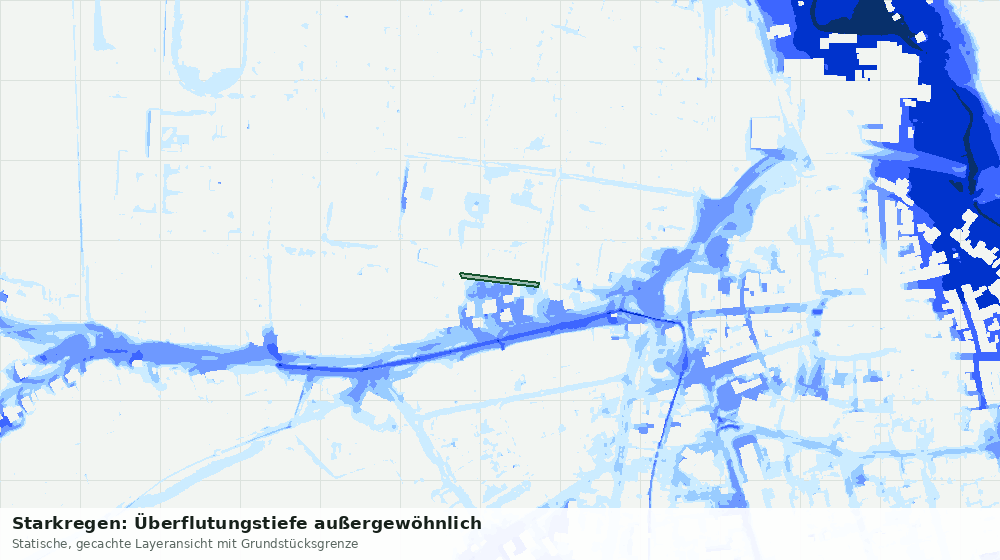 Statische Kartenansicht: Starkregen: Überflutungstiefe außergewöhnlich
