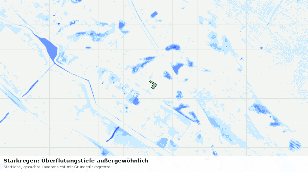 Statische Kartenansicht: Starkregen: Überflutungstiefe außergewöhnlich