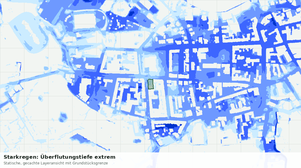 Statische Kartenansicht: Starkregen: Überflutungstiefe extrem