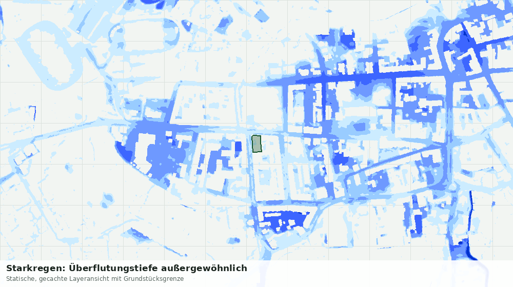 Statische Kartenansicht: Starkregen: Überflutungstiefe außergewöhnlich
