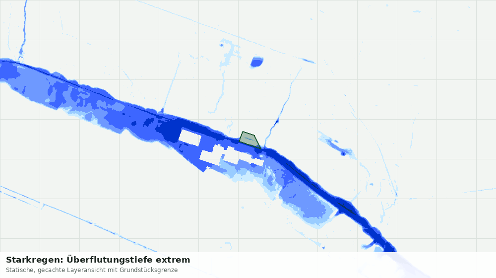 Statische Kartenansicht: Starkregen: Überflutungstiefe extrem