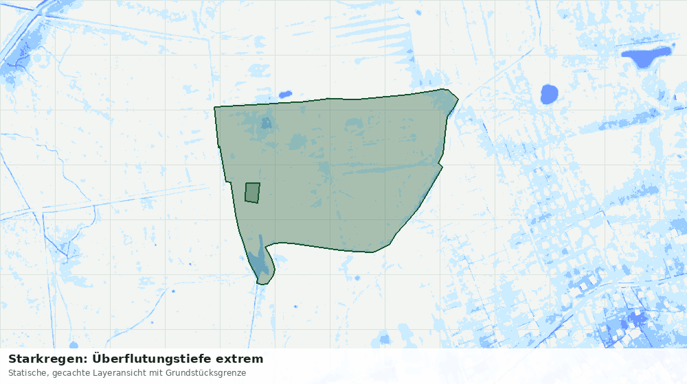 Statische Kartenansicht: Starkregen: Überflutungstiefe extrem