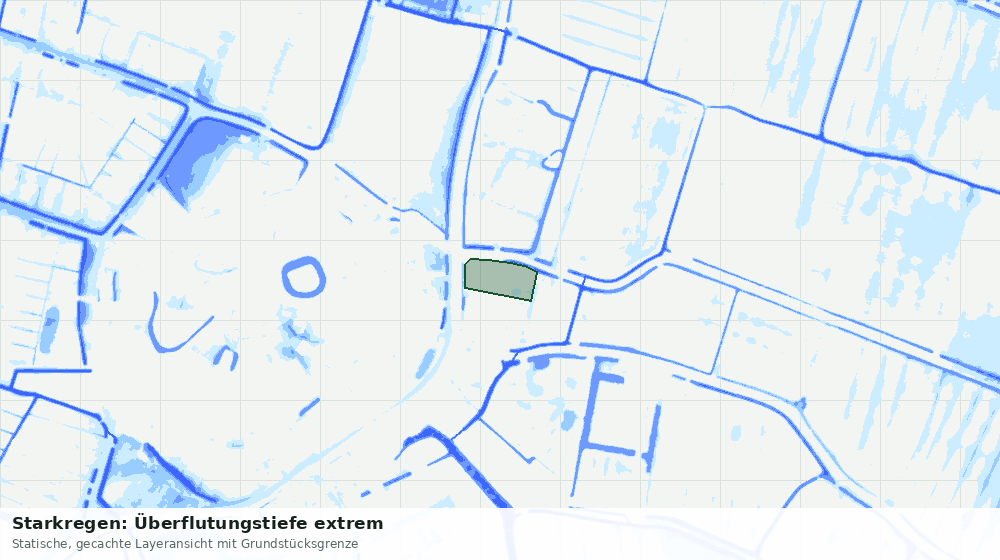 Statische Kartenansicht: Starkregen: Überflutungstiefe extrem