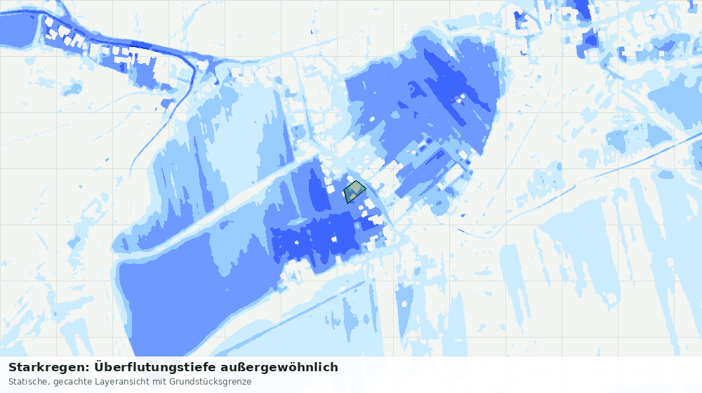 Statische Kartenansicht: Starkregen: Überflutungstiefe außergewöhnlich