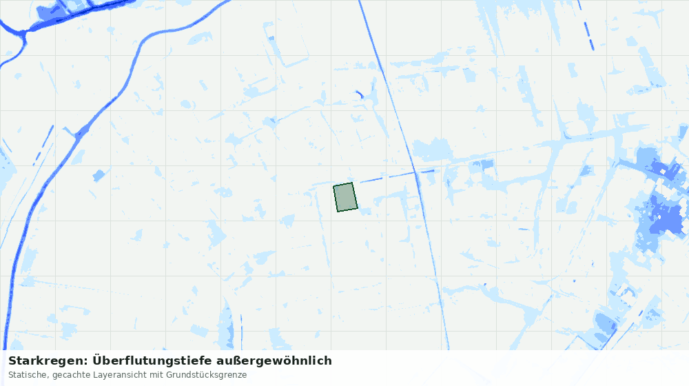 Statische Kartenansicht: Starkregen: Überflutungstiefe außergewöhnlich