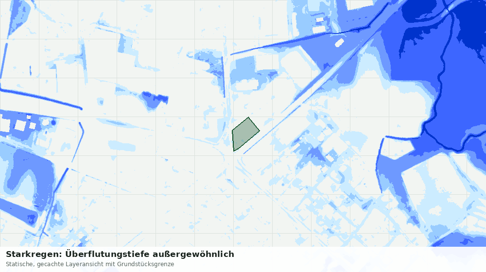Statische Kartenansicht: Starkregen: Überflutungstiefe außergewöhnlich