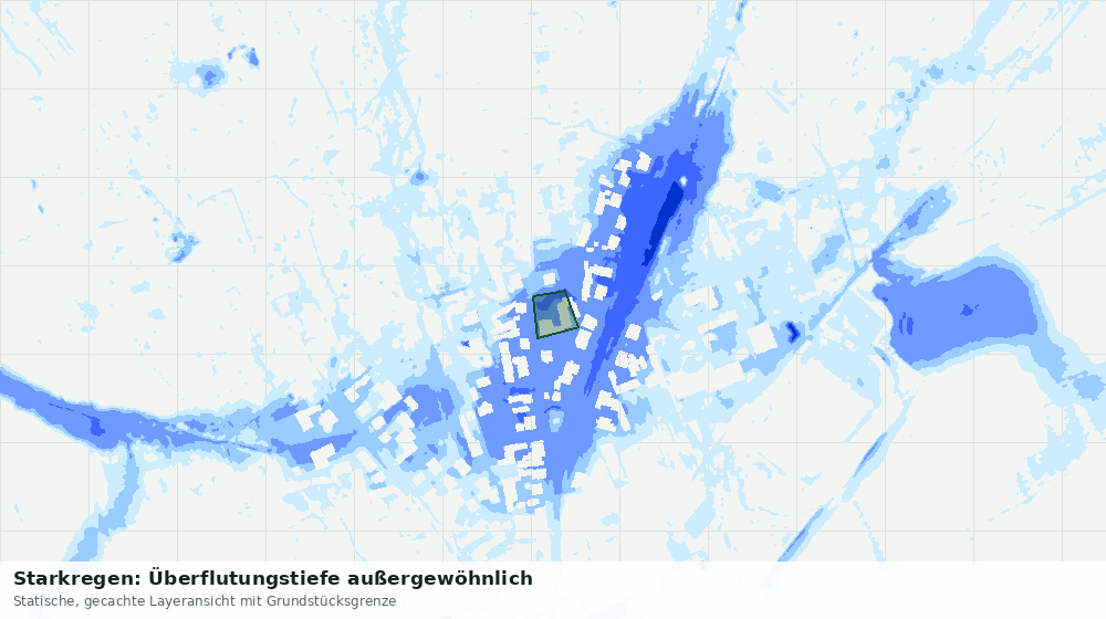 Statische Kartenansicht: Starkregen: Überflutungstiefe außergewöhnlich