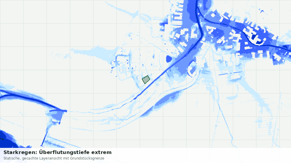 Statische Kartenansicht: Starkregen: Überflutungstiefe extrem