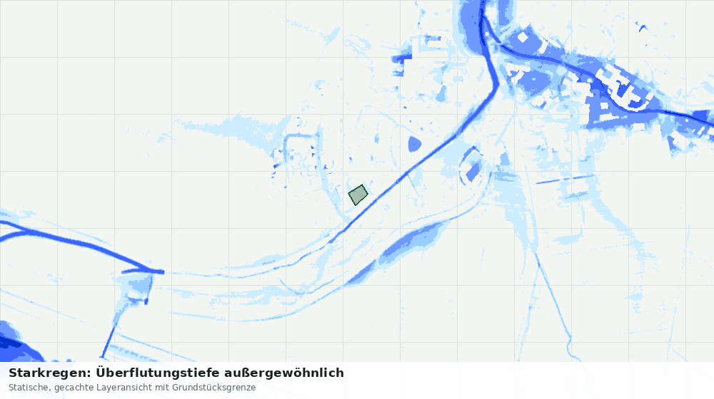 Statische Kartenansicht: Starkregen: Überflutungstiefe außergewöhnlich