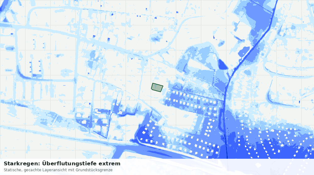 Statische Kartenansicht: Starkregen: Überflutungstiefe extrem