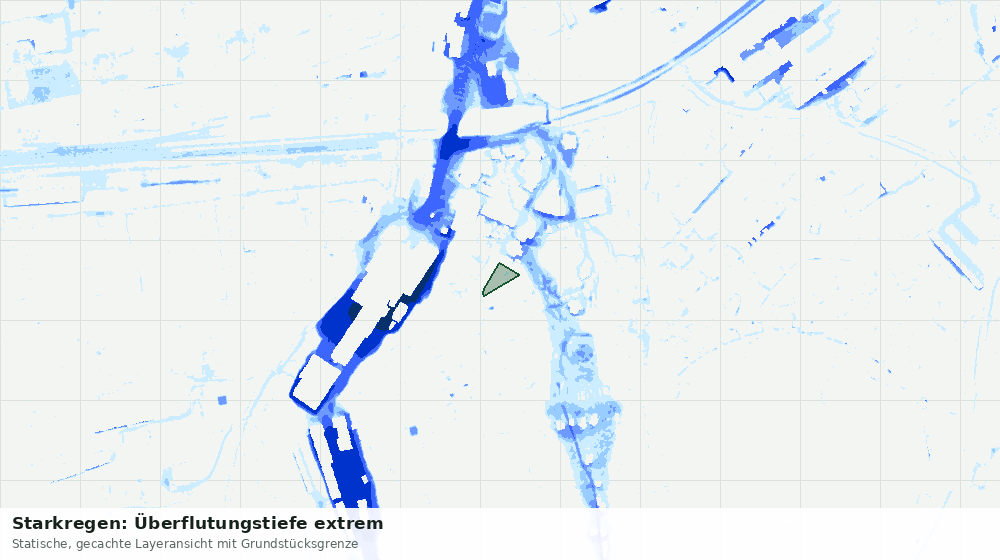 Statische Kartenansicht: Starkregen: Überflutungstiefe extrem