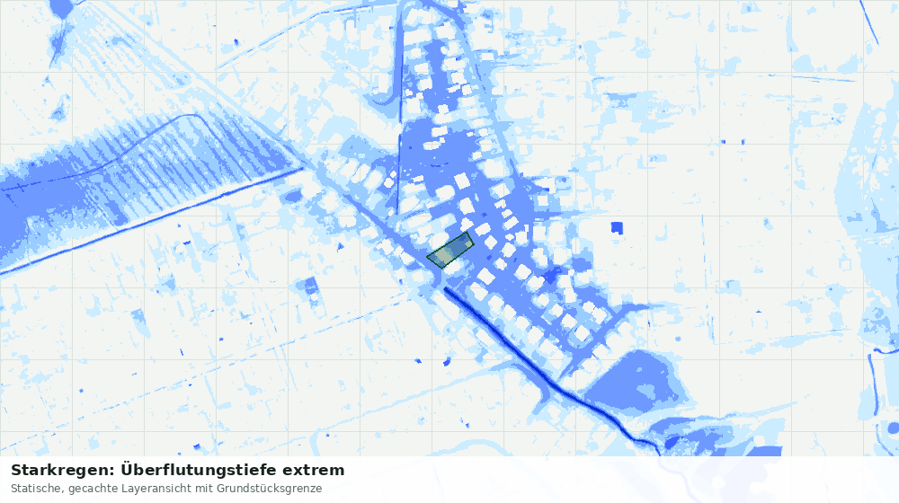Statische Kartenansicht: Starkregen: Überflutungstiefe extrem