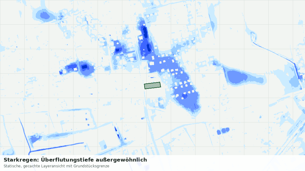 Statische Kartenansicht: Starkregen: Überflutungstiefe außergewöhnlich