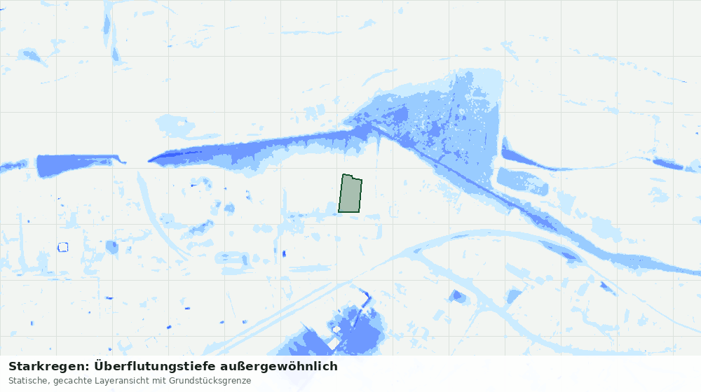Statische Kartenansicht: Starkregen: Überflutungstiefe außergewöhnlich
