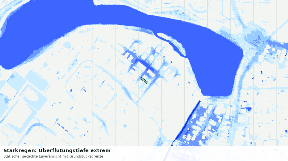 Statische Kartenansicht: Starkregen: Überflutungstiefe extrem