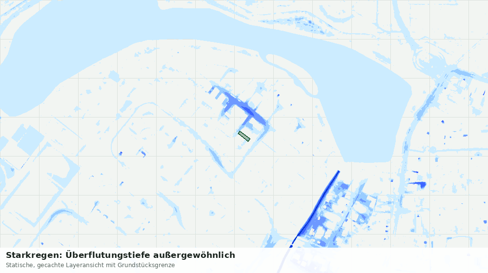 Statische Kartenansicht: Starkregen: Überflutungstiefe außergewöhnlich