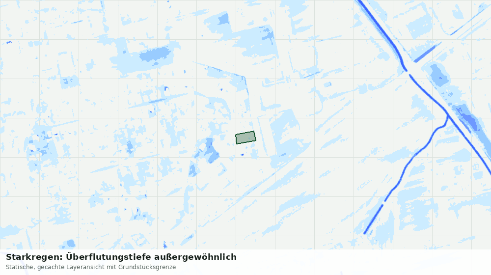 Statische Kartenansicht: Starkregen: Überflutungstiefe außergewöhnlich