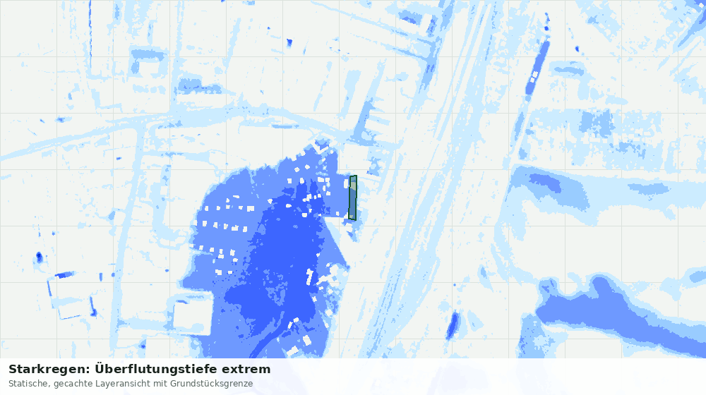 Statische Kartenansicht: Starkregen: Überflutungstiefe extrem