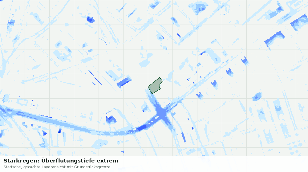 Statische Kartenansicht: Starkregen: Überflutungstiefe extrem
