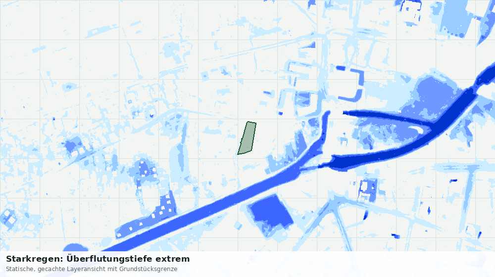 Statische Kartenansicht: Starkregen: Überflutungstiefe extrem