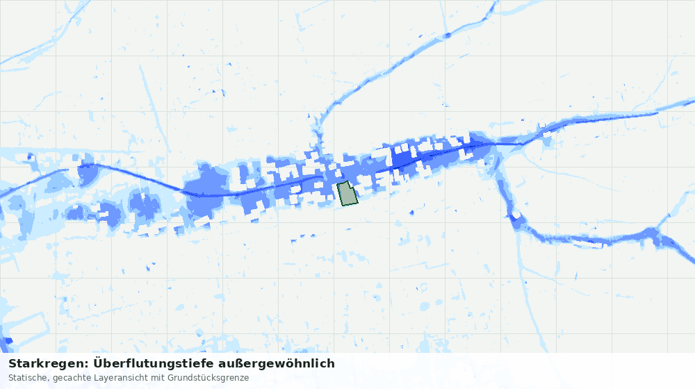 Statische Kartenansicht: Starkregen: Überflutungstiefe außergewöhnlich