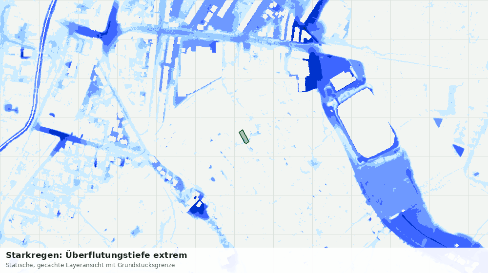 Statische Kartenansicht: Starkregen: Überflutungstiefe extrem
