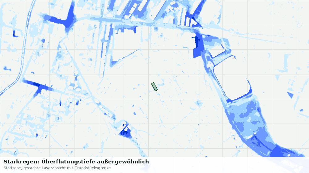 Statische Kartenansicht: Starkregen: Überflutungstiefe außergewöhnlich