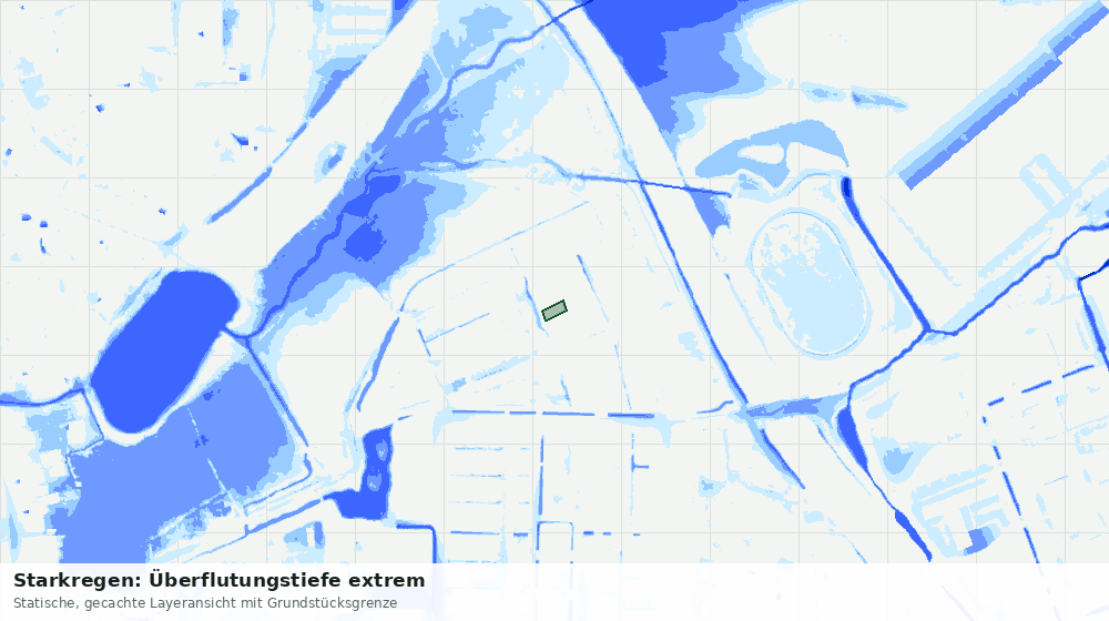 Statische Kartenansicht: Starkregen: Überflutungstiefe extrem