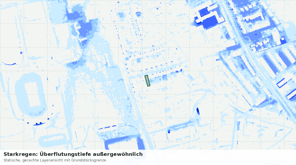 Statische Kartenansicht: Starkregen: Überflutungstiefe außergewöhnlich