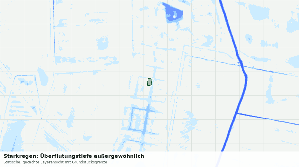 Statische Kartenansicht: Starkregen: Überflutungstiefe außergewöhnlich