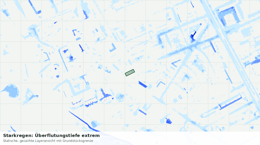 Statische Kartenansicht: Starkregen: Überflutungstiefe extrem