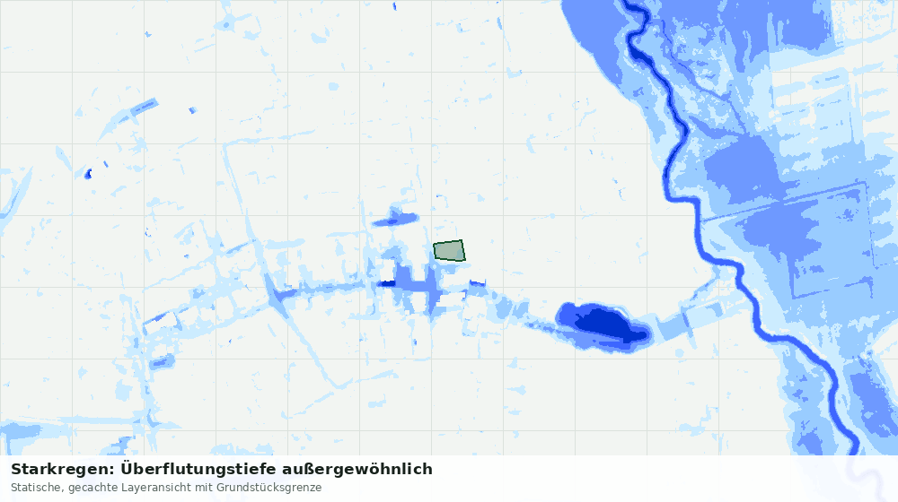 Statische Kartenansicht: Starkregen: Überflutungstiefe außergewöhnlich