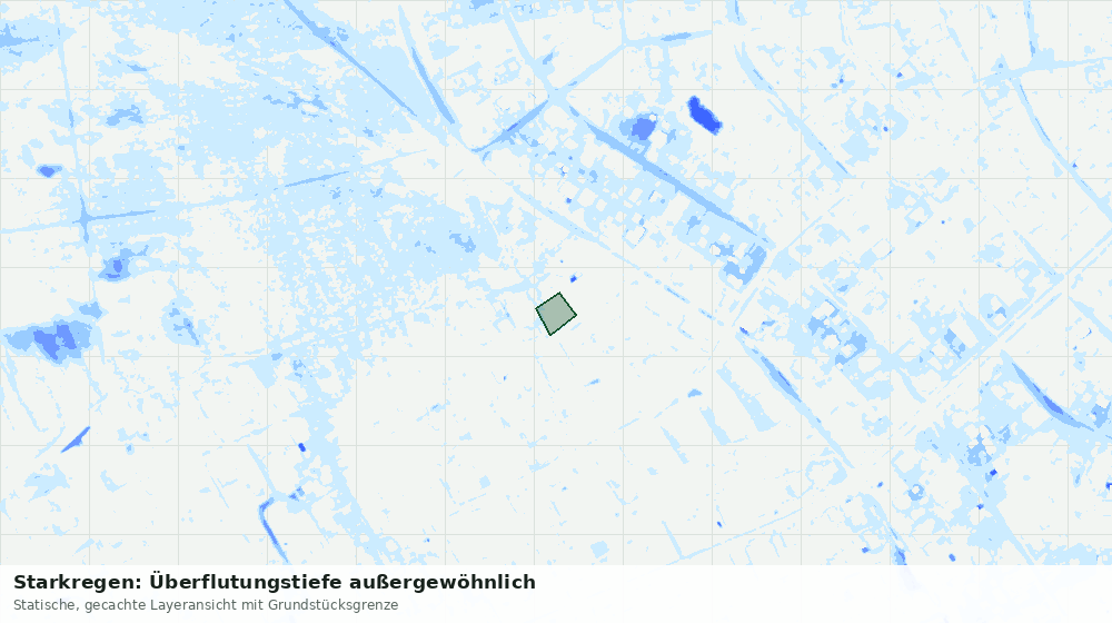 Statische Kartenansicht: Starkregen: Überflutungstiefe außergewöhnlich