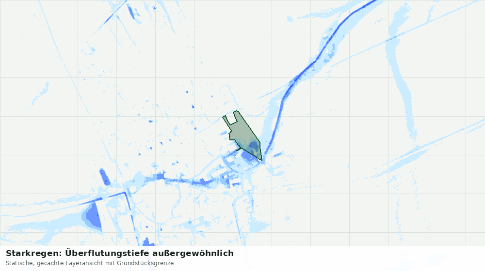 Statische Kartenansicht: Starkregen: Überflutungstiefe außergewöhnlich