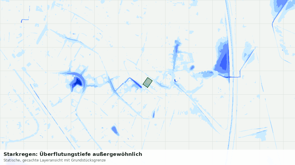Statische Kartenansicht: Starkregen: Überflutungstiefe außergewöhnlich