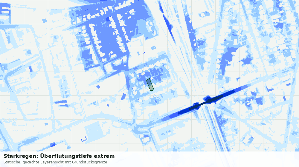 Statische Kartenansicht: Starkregen: Überflutungstiefe extrem