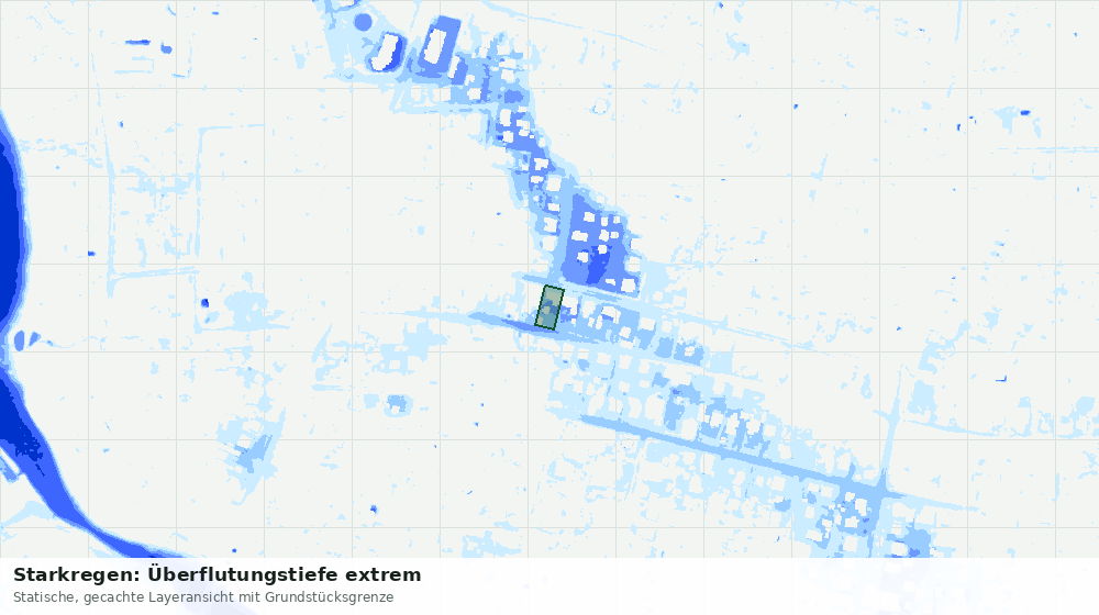 Statische Kartenansicht: Starkregen: Überflutungstiefe extrem