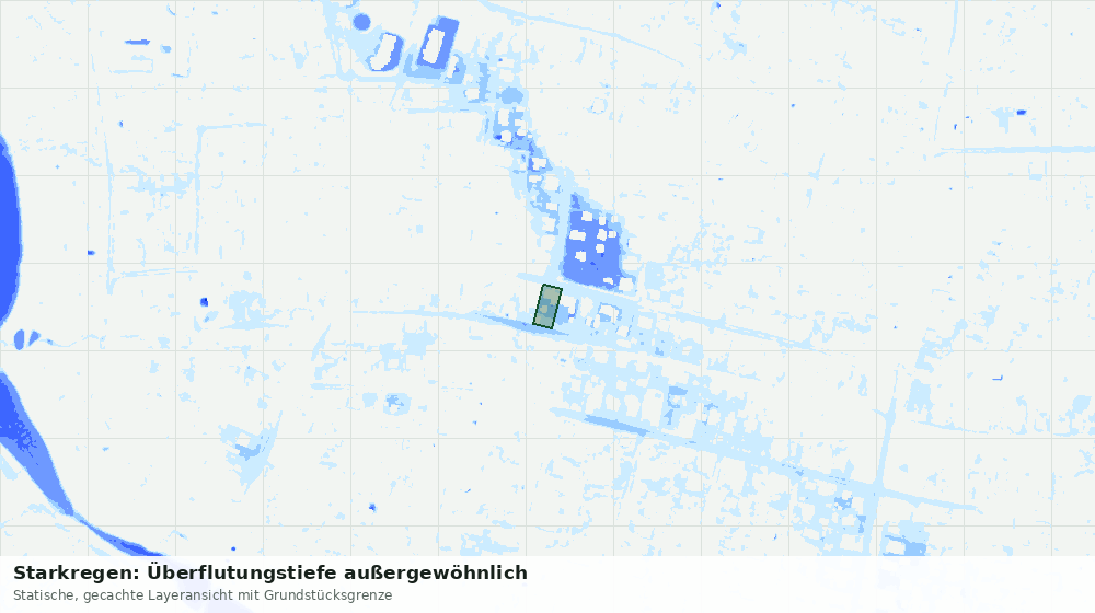 Statische Kartenansicht: Starkregen: Überflutungstiefe außergewöhnlich