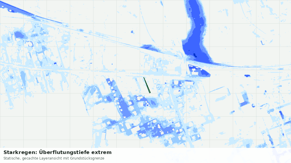 Statische Kartenansicht: Starkregen: Überflutungstiefe extrem