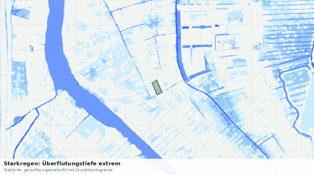 Statische Kartenansicht: Starkregen: Überflutungstiefe extrem