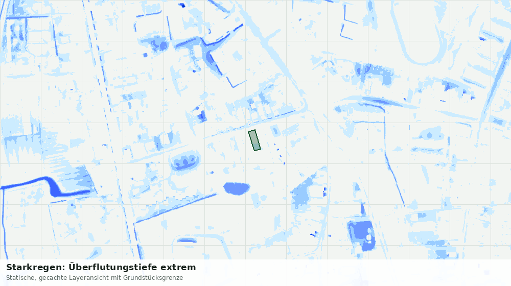 Statische Kartenansicht: Starkregen: Überflutungstiefe extrem