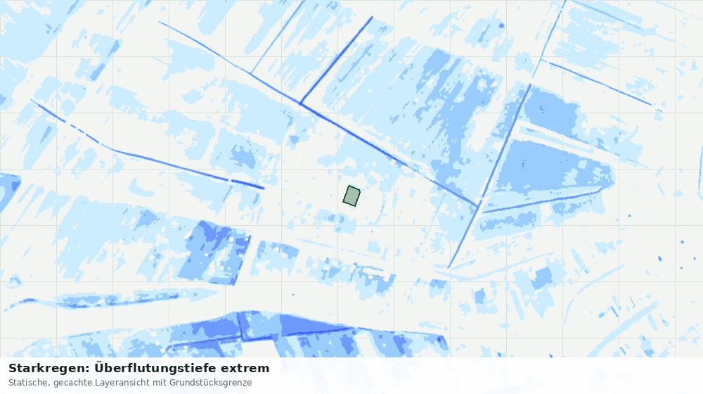 Statische Kartenansicht: Starkregen: Überflutungstiefe extrem